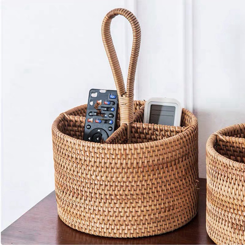 Panier de rangement en osier tissé à la main, 4 modèles, panier de stockage en paille à quatre compartiments, panier de fruits, récipient alimentaire, décoration de maison