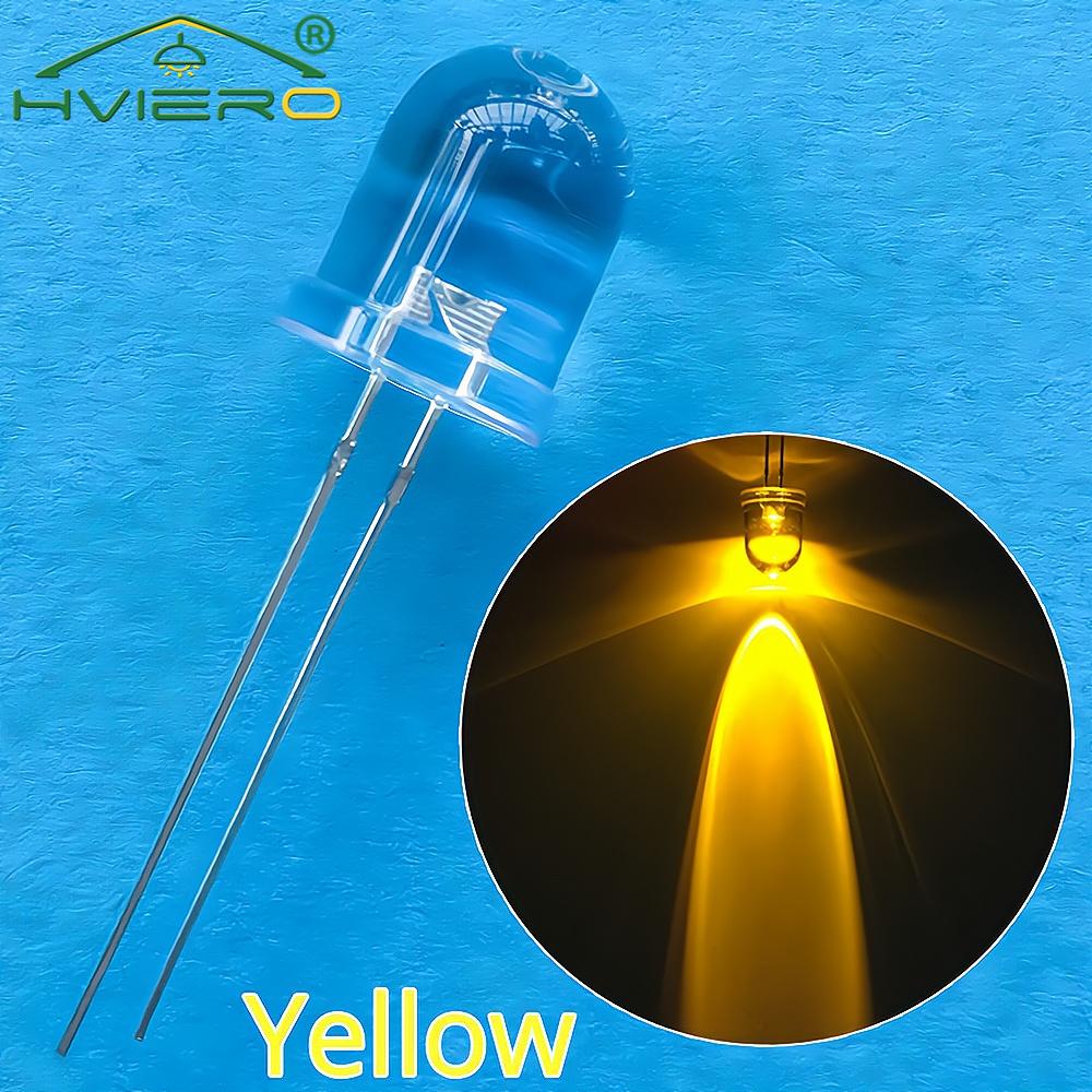 50Pcs 10mm Round Top Super Bright Lamp Beads Clear Emitting Diode LED White Red Green Blue Yellow UV Pink Orange Dome Light Bulb: Yellow