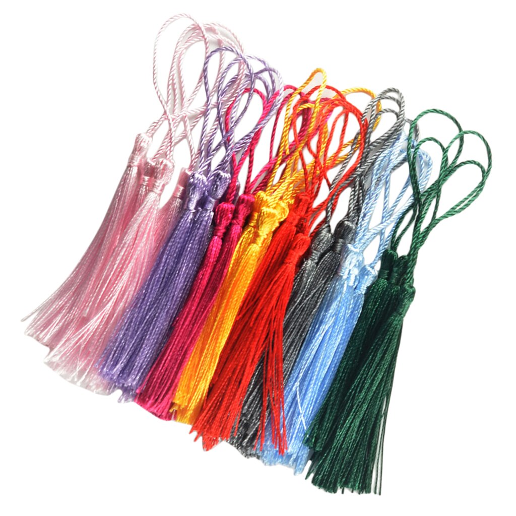 120 stk regnbuefarve mini floss bogmærke kvaster klassisk frynser med ledningslykker kvast vedhæng øreringe bogmærke håndværk