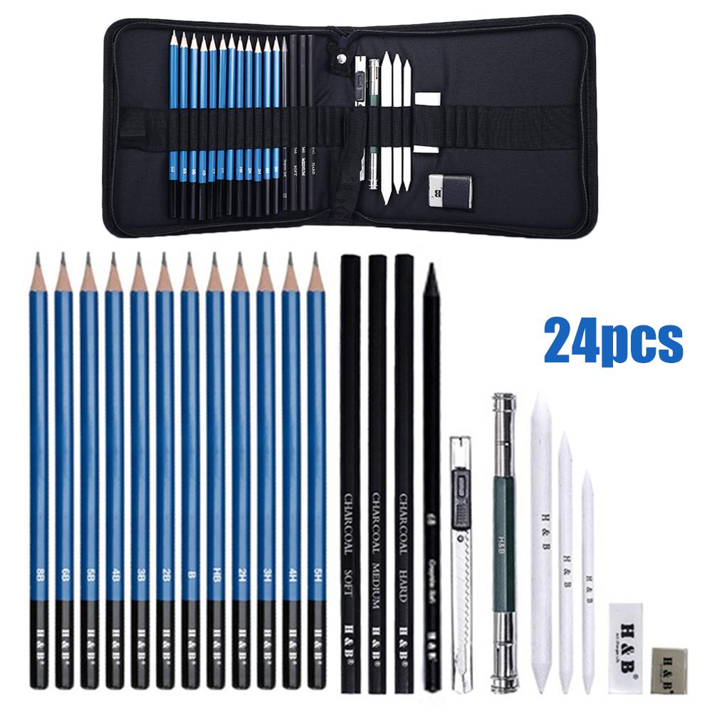 Sketch Pencil 24pcs Painting Artist Art Supplies Crafts Graffiti Stationery Student Painting Tool Set Drawing