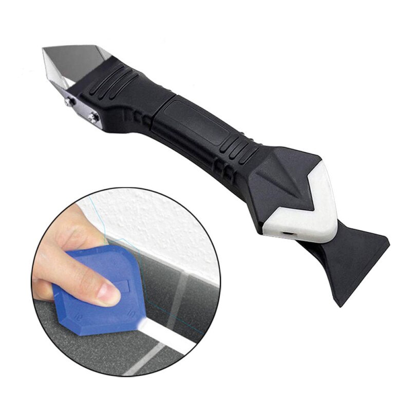 Ensemble d'outils pour le calfeutrage 3 en 1 finition d'étanchéité Silicone, outil fait main grattoir à coulis ensemble de raclette