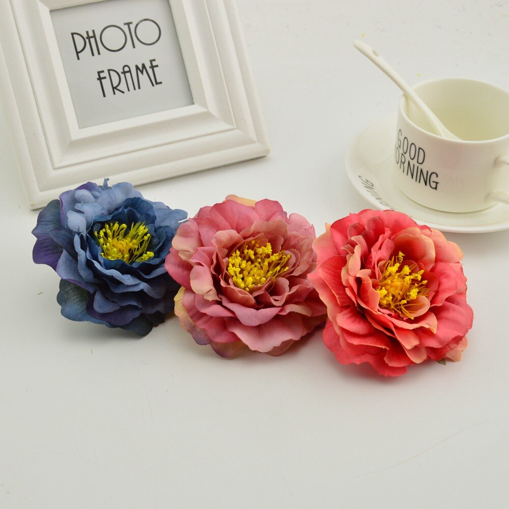 100pcs artificial flower heads silk peony wedding home decoration for make door wreath flower wall diy Stamens for handicrafts