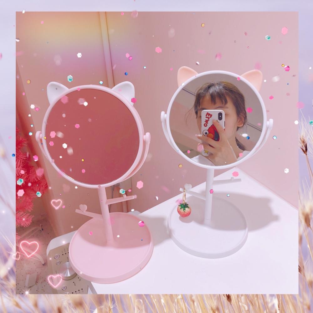 Espejo de maquillaje, espejos cosméticos, espejo de tocador y Escritorio de forma redonda, espejos retroiluminados de doble cara, espejo de mesa, espejos pequeños de belleza