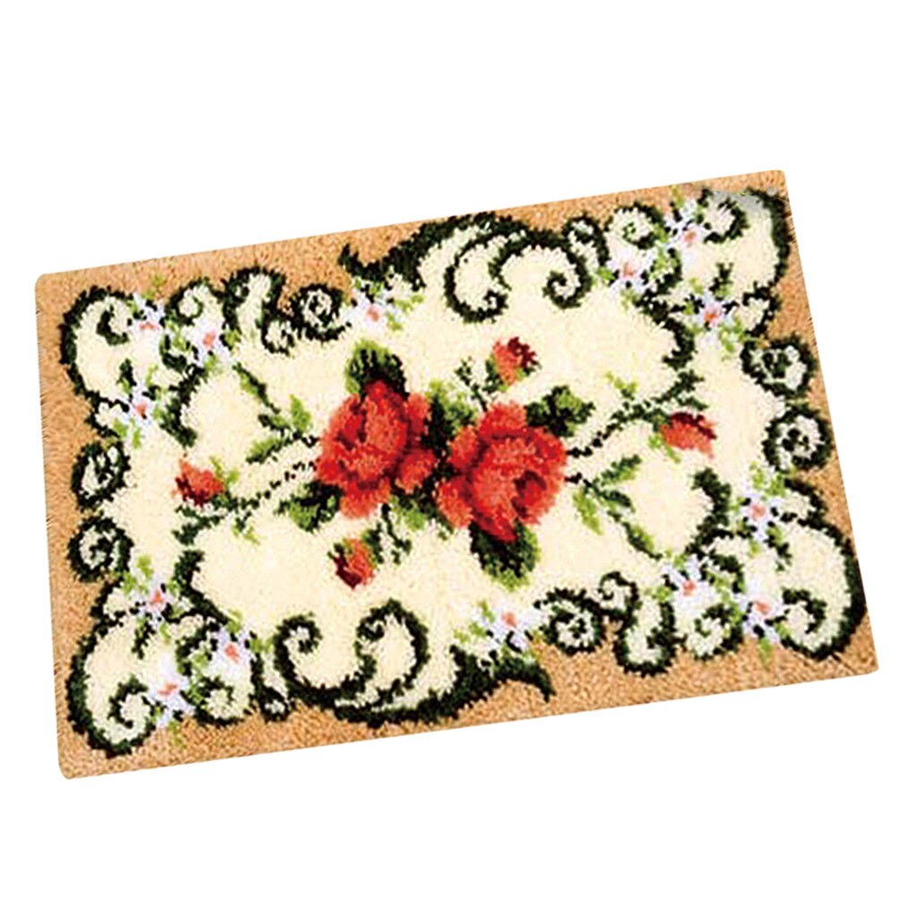 1pc gør-det-selv puder tæppe blomsterlåskrog tæppesæt håndarbejde hækling broderi dekorativt blomstertæppe hæklesæt