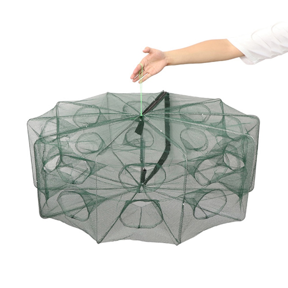 6/8/12/20 Holes Casting Fishing Net Crayfish Catcher Crab Cage Nylon Network Foldable Mesh for Catch Fish Tool Trap Landing Nets
