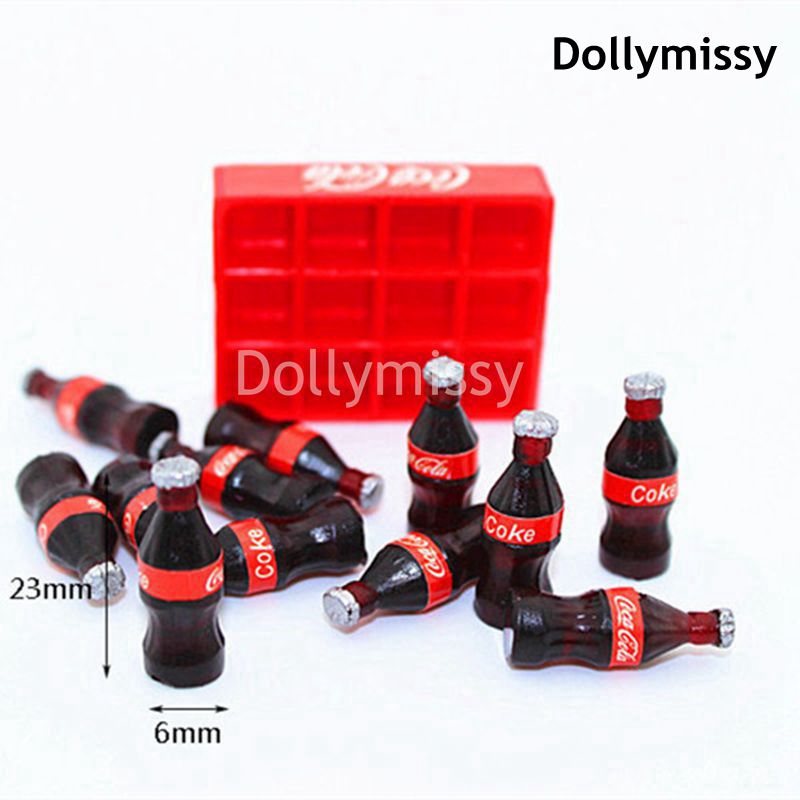 12pcs/dozen 1/12 Dollhouse Miniature food Mini Coke Drink Doll Play Kitchen Toys for blyth, ob11 Accessories