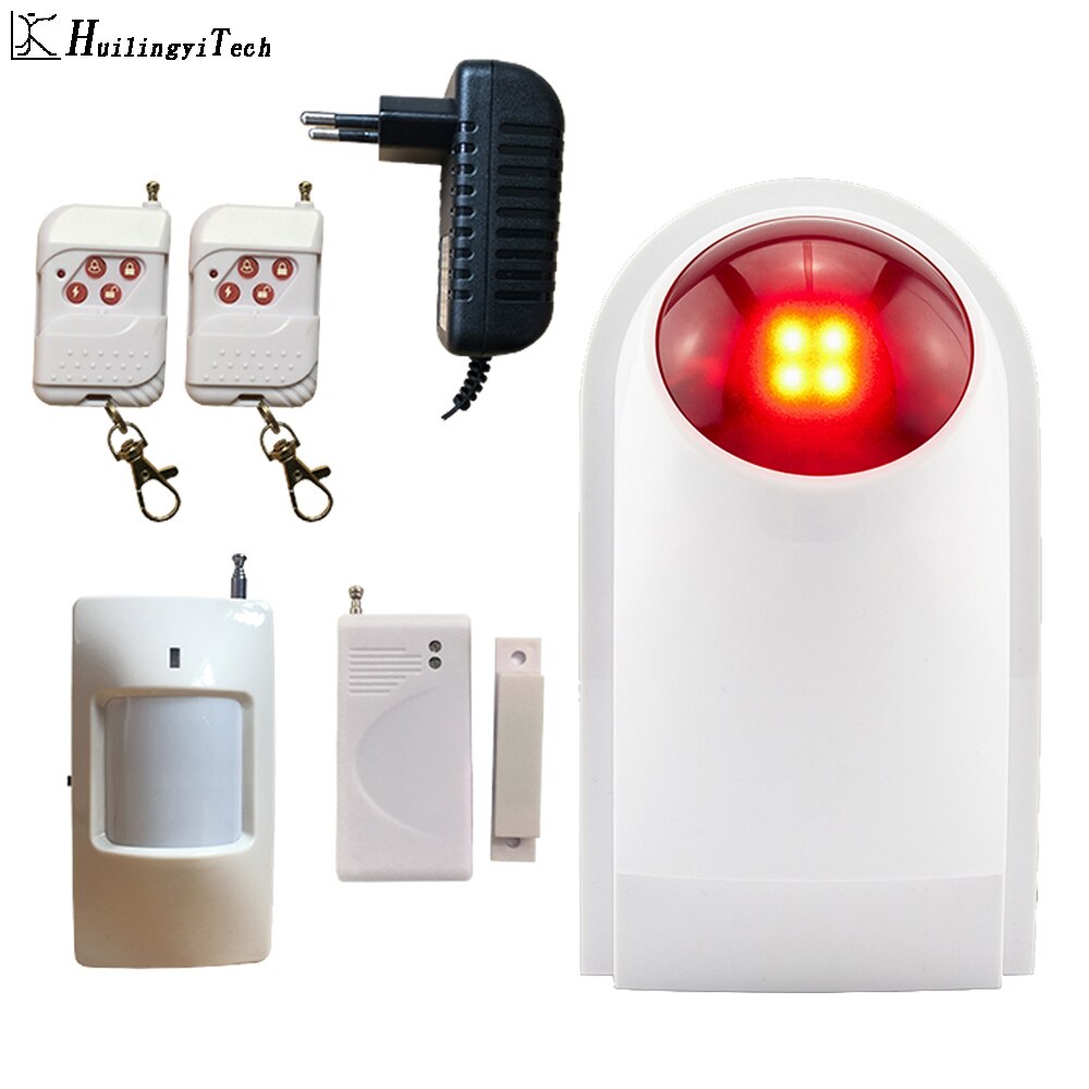 HuilingyiTech Home Security PIR Alert Infrared Sensor Anti-theft Motion Detector Alarm Monitor Wireless Flash Siren Alarm system