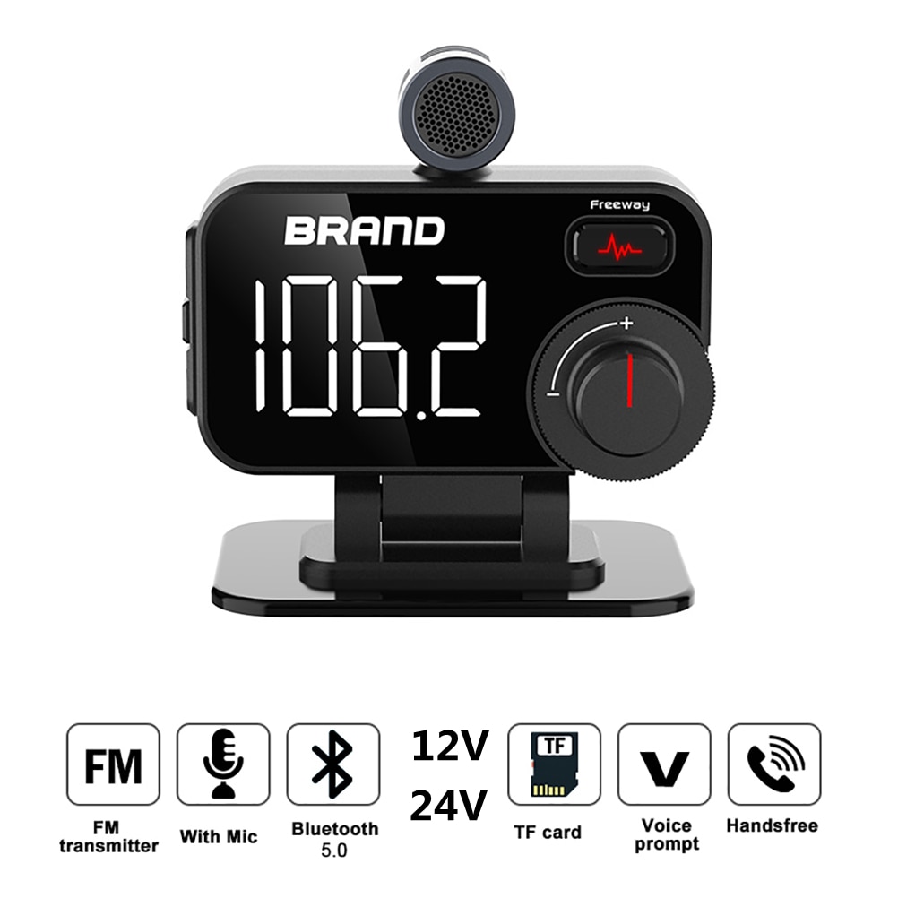 Bluetooth Car MP3 Handsfree Call TF Card Lossless Music Player Car FM Transmitter Dual USB Fast Charger with External Microphone