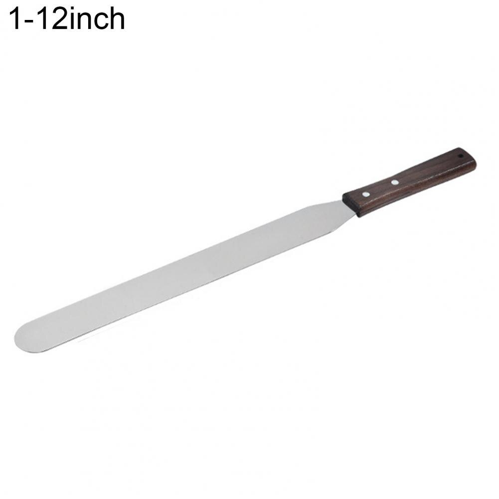 1pc Kuchen Spachtel Backen Schaber Holzgriff Edelstahl Palette Messer Schaber Kuchen Dekorieren Werkzeug Backformen Backen Werkzeug: 12Zoll 1