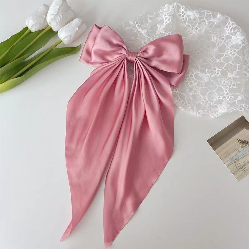 Pinza para el pelo con lazo de gasa para mujer, pasadores de horquilla con lazo grande para niña, Clip para cola de caballo de Color sólido, accesorios para el cabello,: Negro