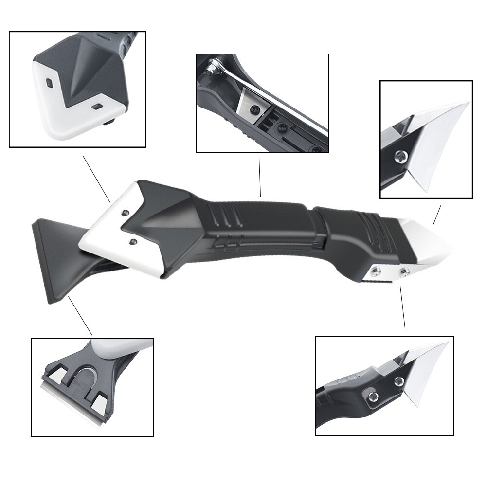 5in1 Silicone Scraper Remover Caulk Finisher Sealant Nozzle Scraper Sets Multifunctional Grout Remover Spatula Caulking Tool Kit