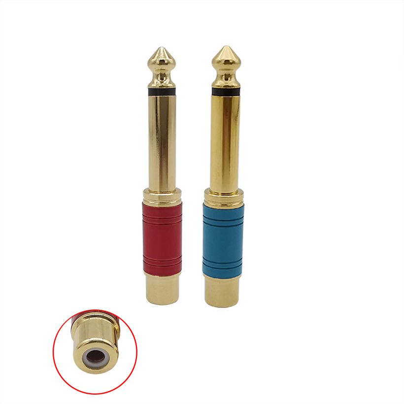 RCA 6,35mm Mono macho enchufe a RCA hembra Jack adaptador de altavoz conector convertidor conector Jack conector de Audio