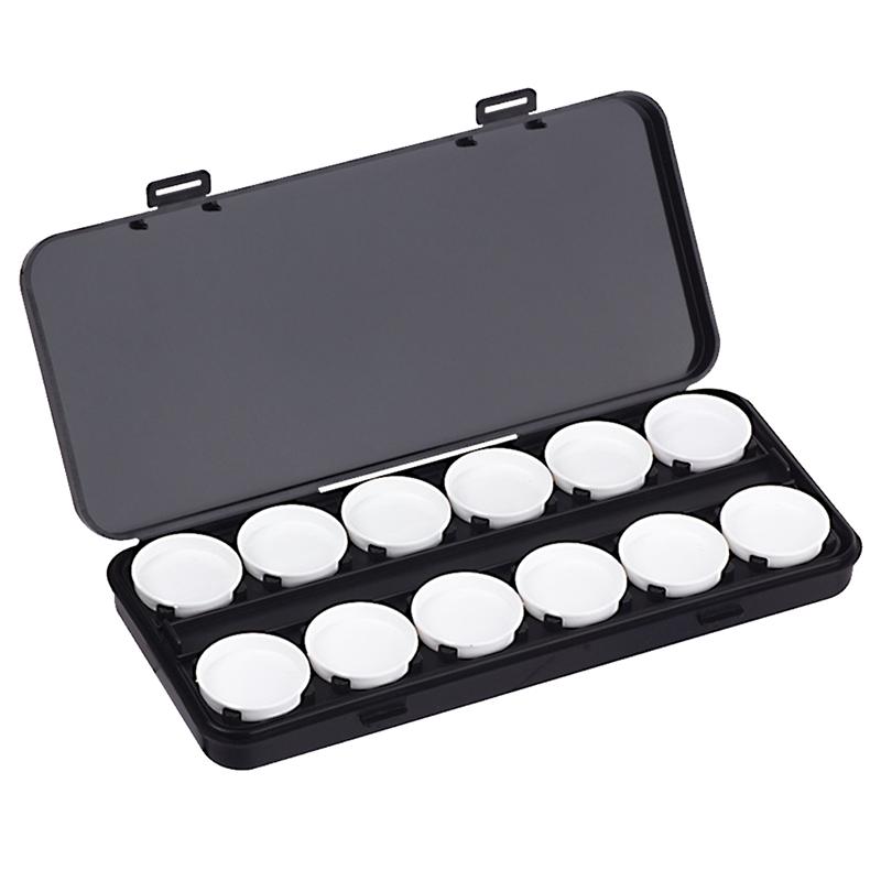 24 Grids Painting Palette Pigment Color Mixing Box Nail Art Paint Palette Watercolor Palette (Translucent): Black