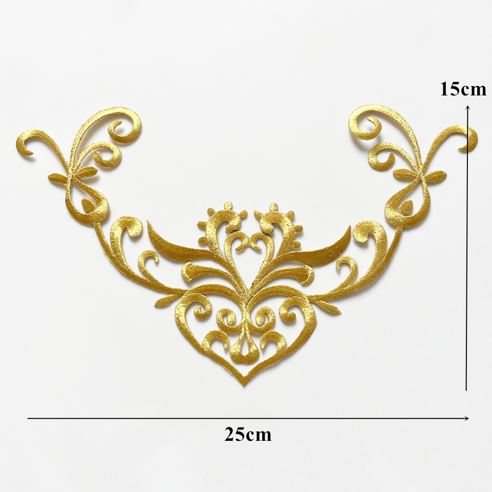 Apliques de flores barrocas bordados en oro y plata, parche para coser para boda, vestido de novia, ropa, tela, decoración de vestido, manualidades DIY: Cobre envejecido