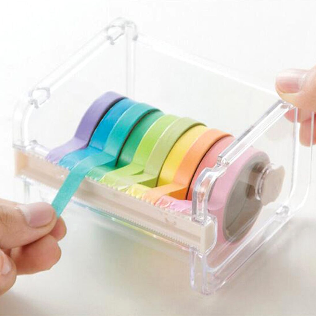 Adhesive Tape Dispenser Office Desktop Paper Stationery Masking Tape Holder Storage Organizer Dispenser