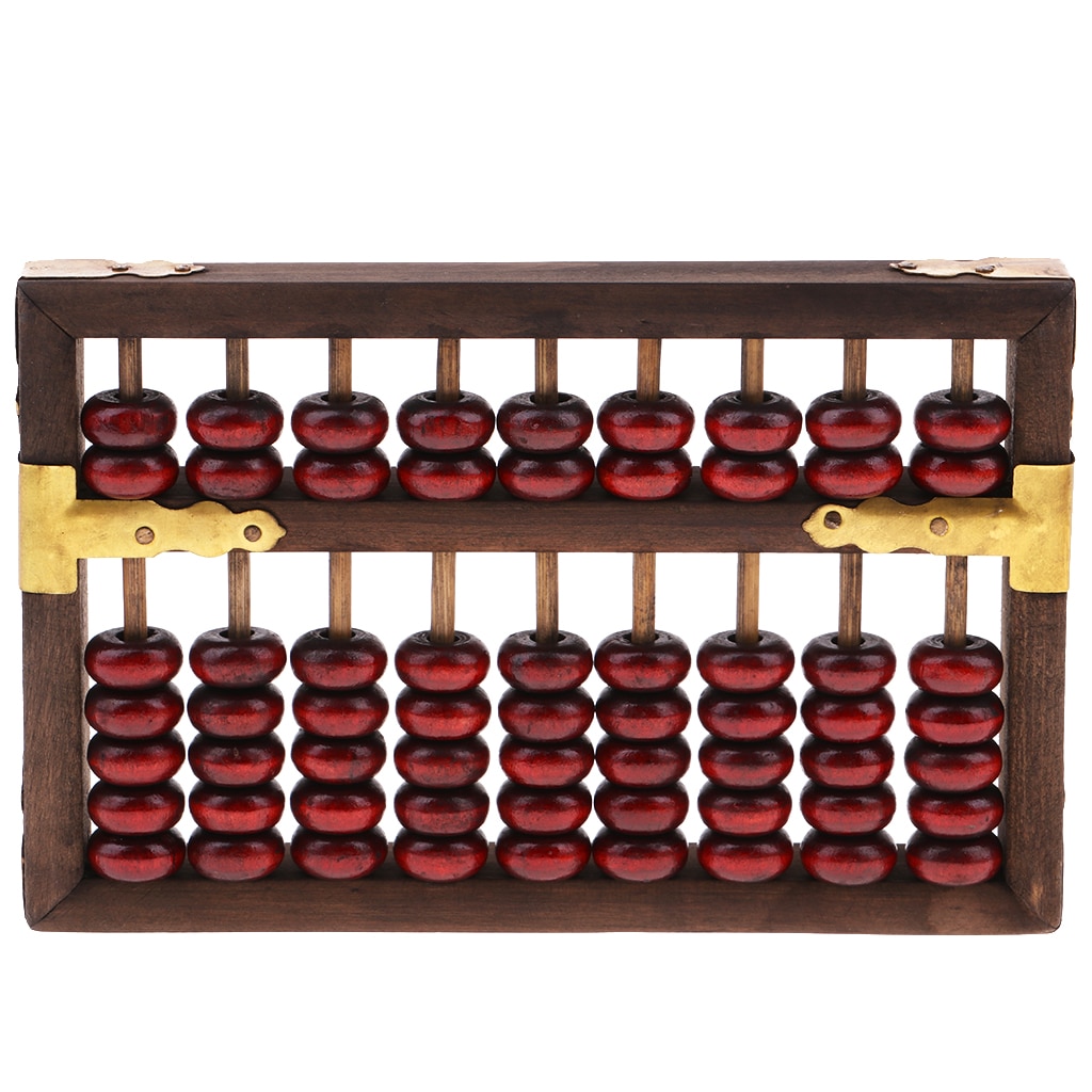9 siffror kinesisk kulram vintage trä kulram soroban matematik pedagogiska lärverktyg, storlek 14 x 9.1 x 2 cm