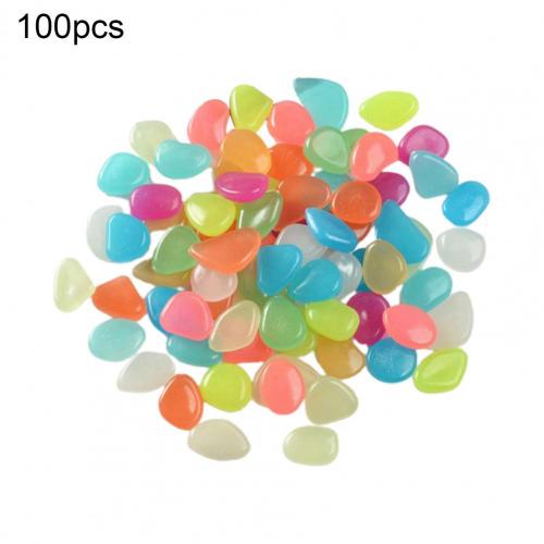 100Pcs Luminous Pebbles Eco-friendly Warm Light Resin Glow in the Dark Pebbles for Home: Mix Color