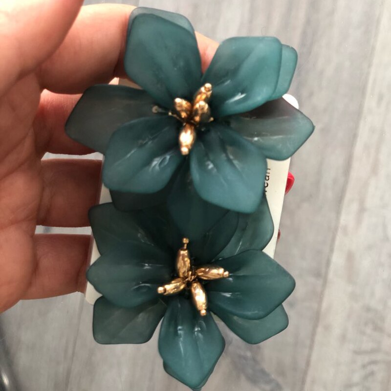 EN Koreanische Stil Übertreibung Blume Stud Ohrringe Für Frauen Acryl Big Weiß Orange Blume Ohrringe Brinco Schmuck