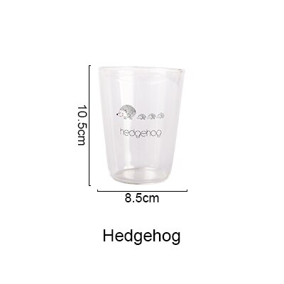 Good Morning Black White Transparent Glass Coffee Tea Drinks Dessert Breakfast Milk Cup Kitchenware Glass Mugs 400ml: Hedgehog