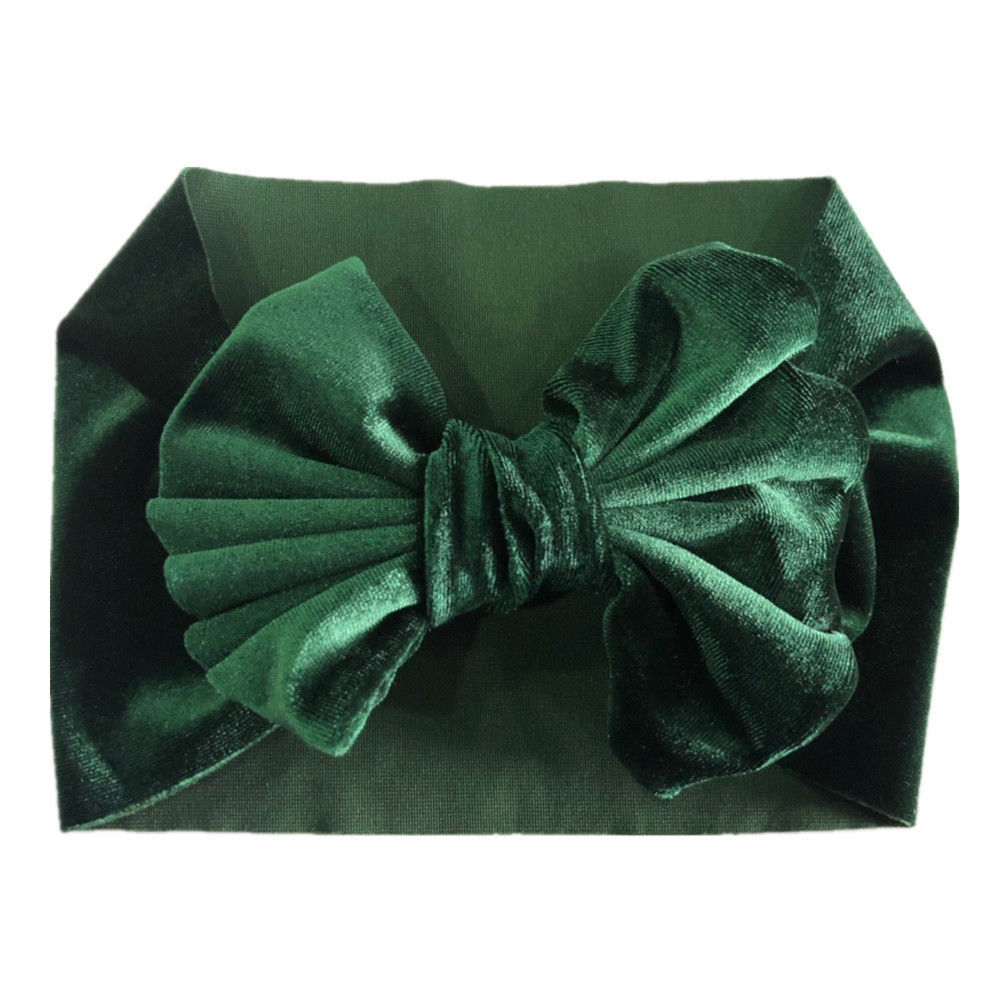 tout enfant en bas âge enfant bébé fille garçon velours bandeau solide nœud cheveux bandeau chapeaux coton tête enveloppement accessoires enfants 1-5T: green