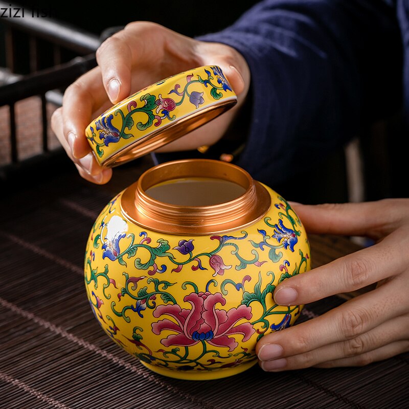Tea Caddy Ceramic Jar Tea Box Storage Tank Kitchen Food Container Decorative Jar Tea Organizer Tea Tins Organize Box Sugar Bowl