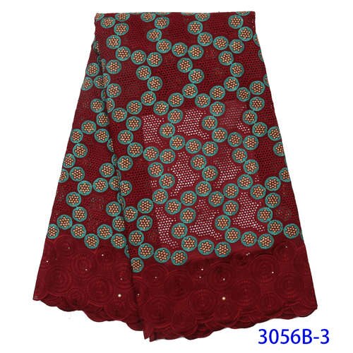 Telas de encaje de gasa suiza en suiza, telas de encaje de algodón suizo africano para mujer, tela de encaje nigeriano para vestido KS3056B: Picture 3