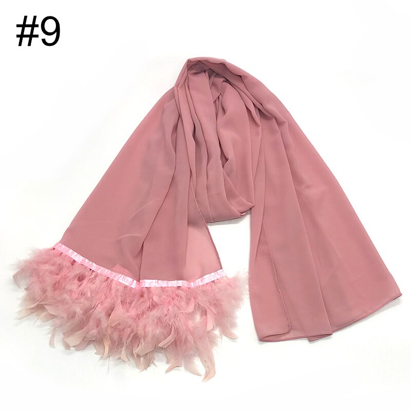 Écharpe plume en mousseline de soie, hijab, écharpe à bulle simple, écharpe populaire, châle musulman, turban, 190x70cm,: 9