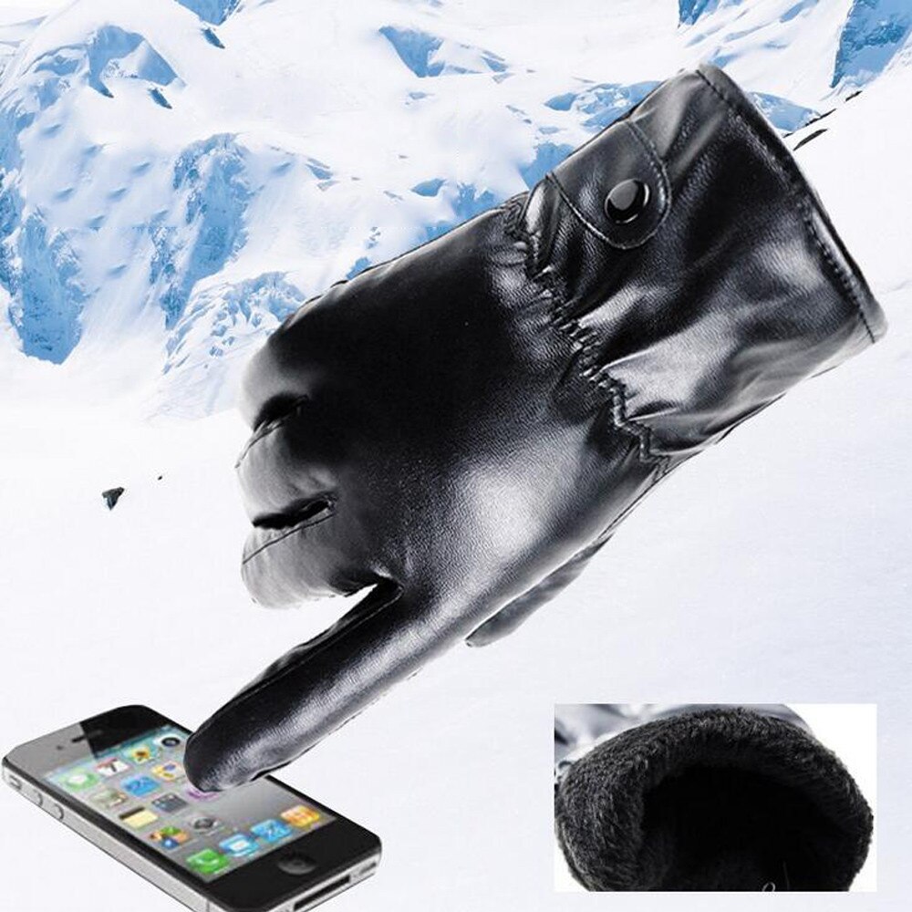 Guantes de invierno para hombre, de lujo, de piel sintética, Cachemira, guantes cálidos para conducir, resistentes al agua, para exteriores