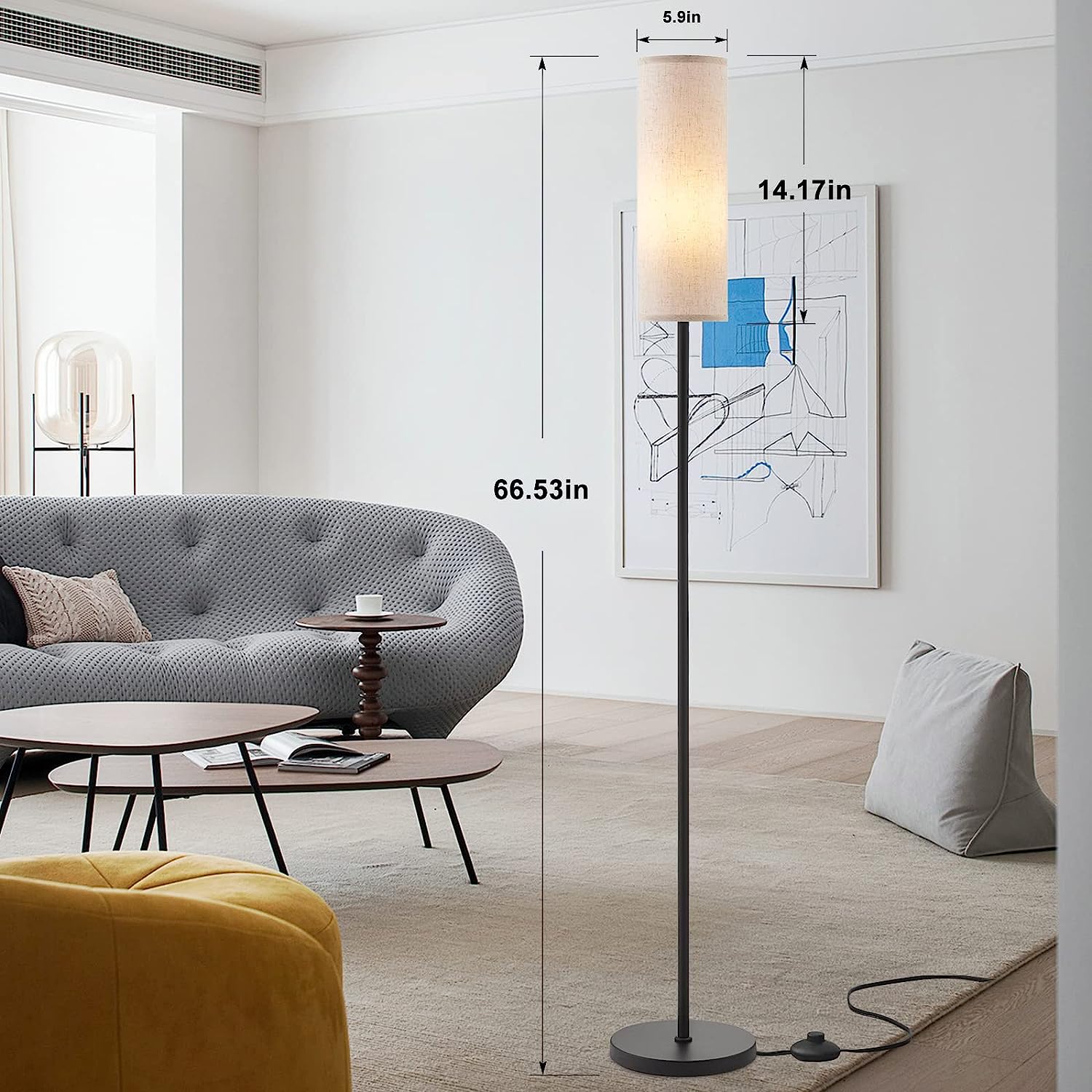 Gulvlampe til stue moderne stående lamper med lampeskjerm lampe med fotbryter til stue soverom barnerom kontor