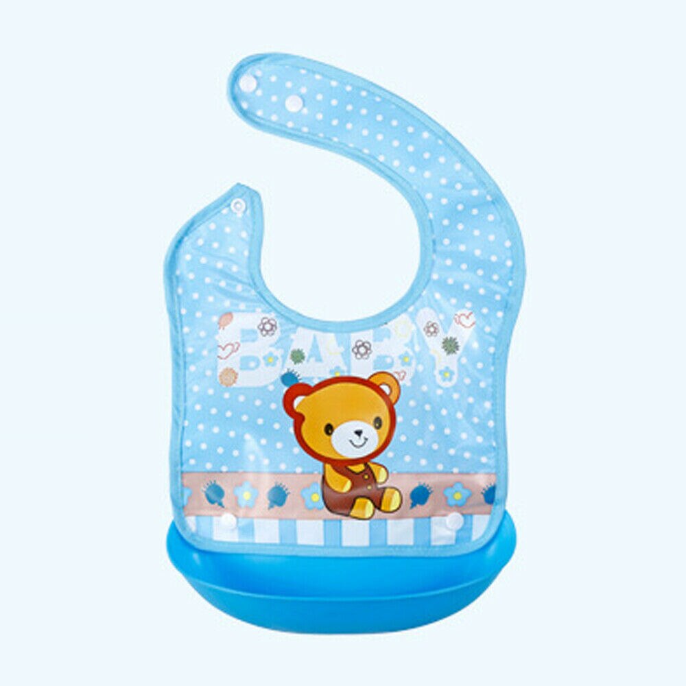 Kleinkind Baby Wasserdichte Silikon Lätzchen Cartoon Tier Waschbar Roll Up Crumb Catcher Fütterung Essen Schürzen Infant Baby Lätzchen: Blau