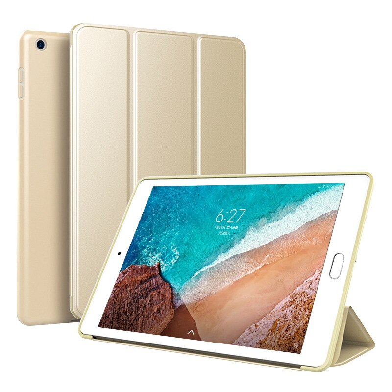 For Xiaomi Mi Pad 4 8.0 10.1 Case Ultra Thin Stand Silicone Soft Smart Cover for Xiaomi MiPad 4 Plus 10.1 Tablet Case + FilmPen: gold / Mipad 4 8