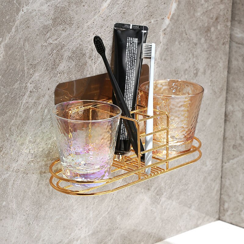 Porte-gobelet à dents en acier inoxydable, verre Transparent, gargarisme, porte-brosse à dents sans poinçon, accessoires de salle de bain, 1 pièce