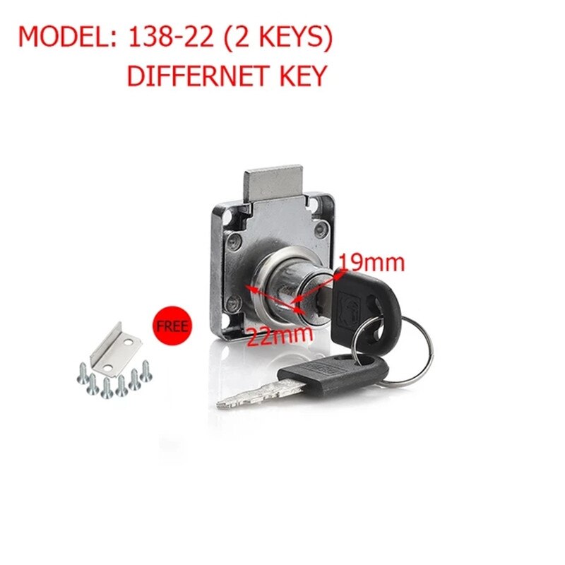 High-grade Desk Drawer Lock Wardrobe Locks Cabinet Locks Furniture Cam with 2 Keys Rolled Steel Mailbox Office Letter Box DIY: 138-22