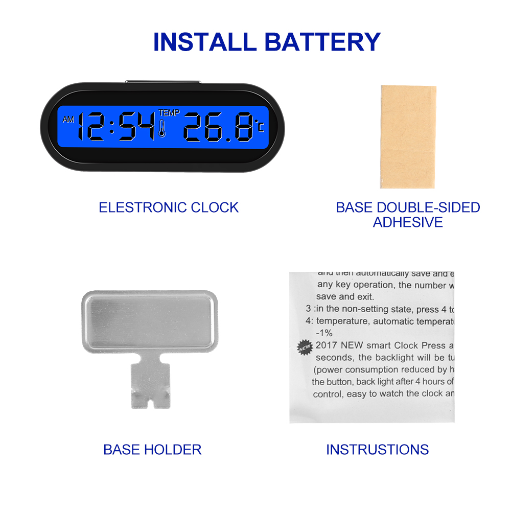 Auto Uhr Zeit Uhr Mini elektronische Auto Uhren leuchtende Innen Thermometer LCD Hintergrund beleuchtung Digital anzeige Autozubehör