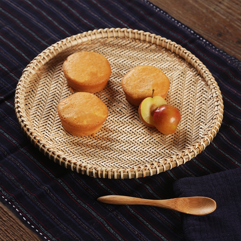 Håndlavet bambus vævning kurv opbevaringskurv frugt skål kinesisk stil legetøj mad rotting kurv taske plade skåle køkken arrangør