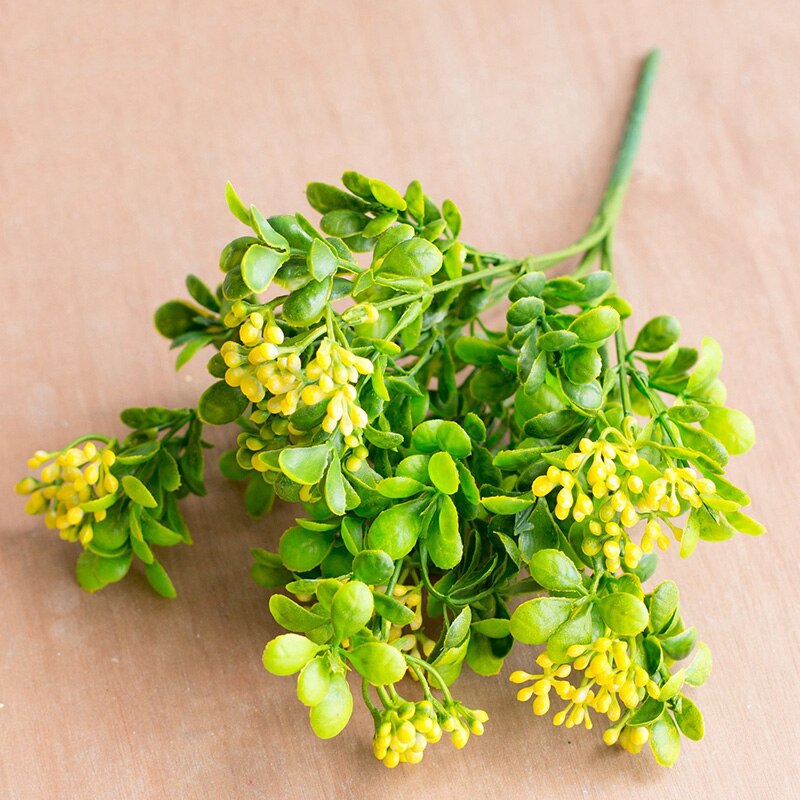 7 grene grønne kunstige bær blomster buket kunstige frugtplanter mini blad udendørs stue bryllup dekoration
