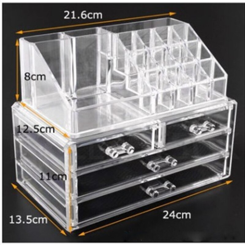 Acrylic transparent Makeup Organizer Storage Boxes Make Cosmetics Brush Organizer home Drawers Cotton Swabs Stick Storage case