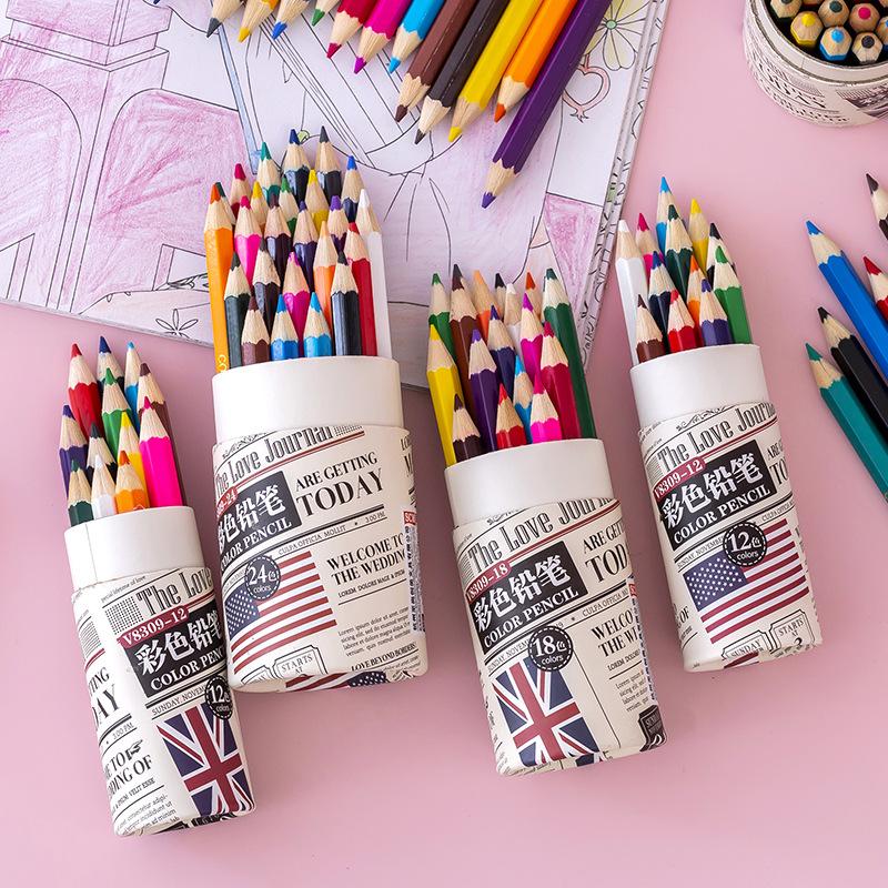 Colour Pencil Children Colour Lead Drawing Students Use 24-Colour Hand Painted Colour Pencil Oil-Based Art Lead T Stationery