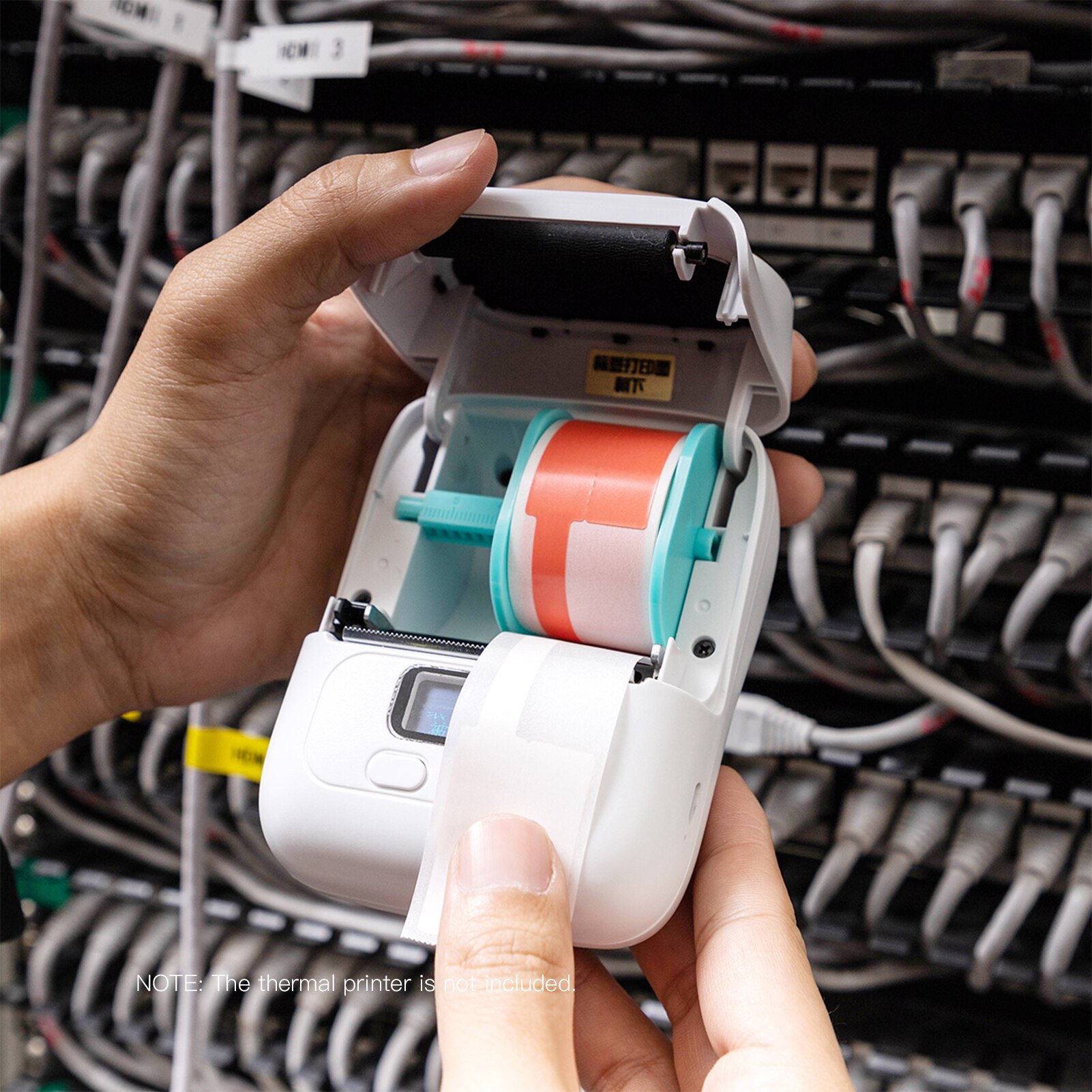 Aibecy Self-Adhesive F-Shape Cable Label Paper 100sheets/roll Thermal Printing Paper Jewelry Label Paper for Thermal Printers