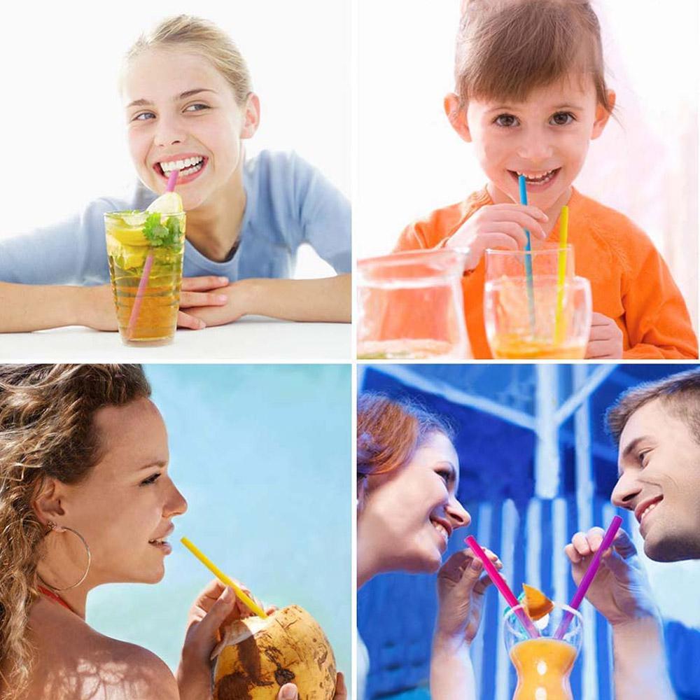 6Pcs Reusable Silicone Drinking Straws Set Long Flexible Straws with Cleaning Brushes for 30 oz Tumbler Bar Party Straws Barware