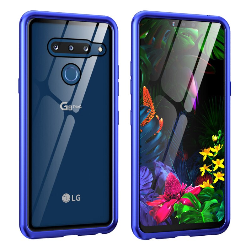 Étui pour LG G8 ThinQ Case luxe arrière verre trempé aluminium métal pare-chocs étui pour LG G8 ThinQ 2 3 arrière caméra anti-chocs couverture