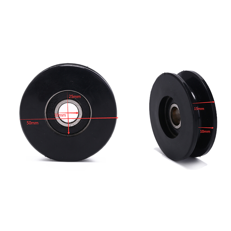 Rueda de la polea del cojinete de Nylon Universal de 50mm/90mm/100mm de diámetro resistente al desgaste Cable de gimnasio equipo de Fitness parte de Color al azar: Black