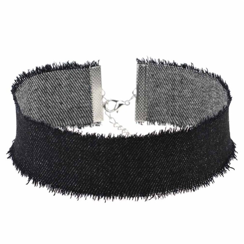 Collier ras du cou en tissu tendance pour femmes, 4 couleurs, tatos élégants, bijoux à la , Maxi, accessoires simples,: black