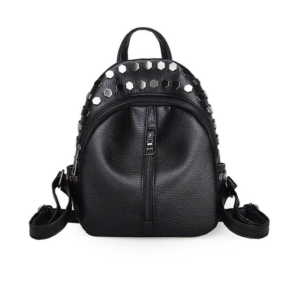 Frauen Mädchen Rucksack Tornister Schule Taschen Jugendliche Rucksack Mini Niet Tasche Kleinen Rucksack Leder Rucksack # p2s