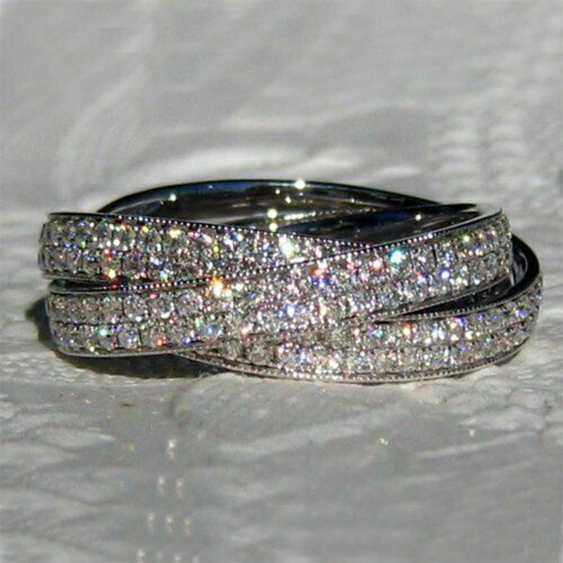 Caoshi lindos e elegantes anéis de festa de casamento com zircônia multicamadas, acessórios de dedo da moda de luxo feminino, joias delicadas