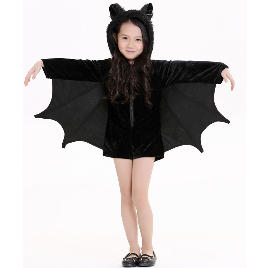 Umorden Carnevale di Halloween Bambini Bambini Costumi da vampiro pipistrello nero per Ragazzo Ragazza Adolescente Breve Fantasia Infantil Costume Cosplay