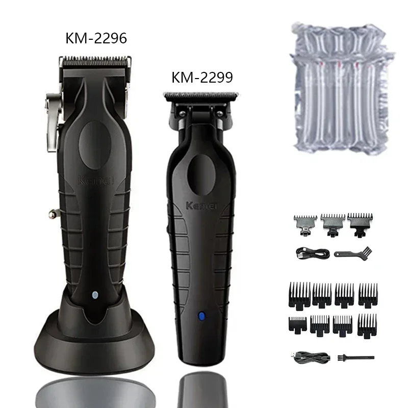 Kemei 2299 Barber Cordless Hair Trimmer 0mm Zero Gapped Carving Clipper Detailer Electric Finish Cutting Machine: Burgundy