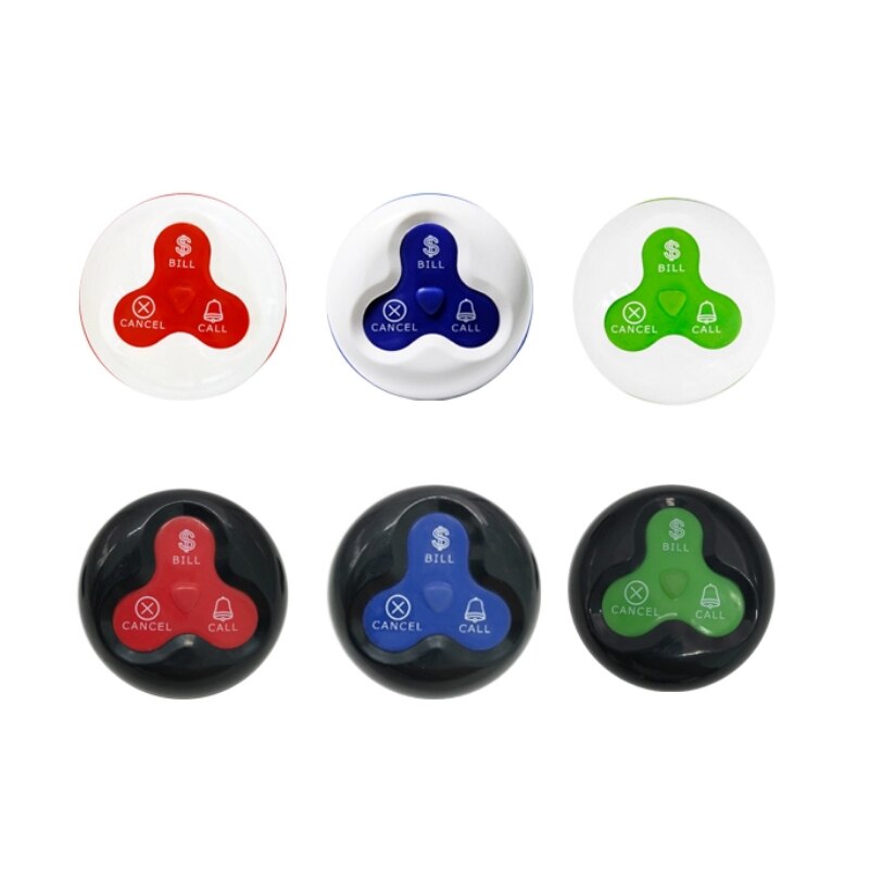 Long Distance Transmitter Wireless System 1 PCS Waterproof Button Pagers With 6 Colors Waiter Call For Restaurant Hotel