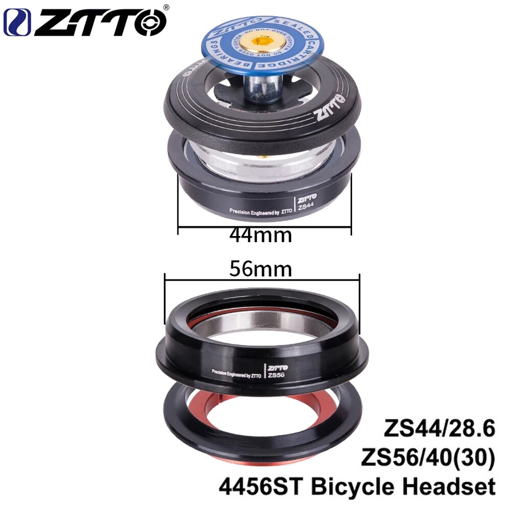 ZTTO Mountain Bicycle Internal Headset 44mm 56mm MTB Threadless Sealed Bearing 45 Degree ZS44 ZS56 Tapered Straight Fork Steerer