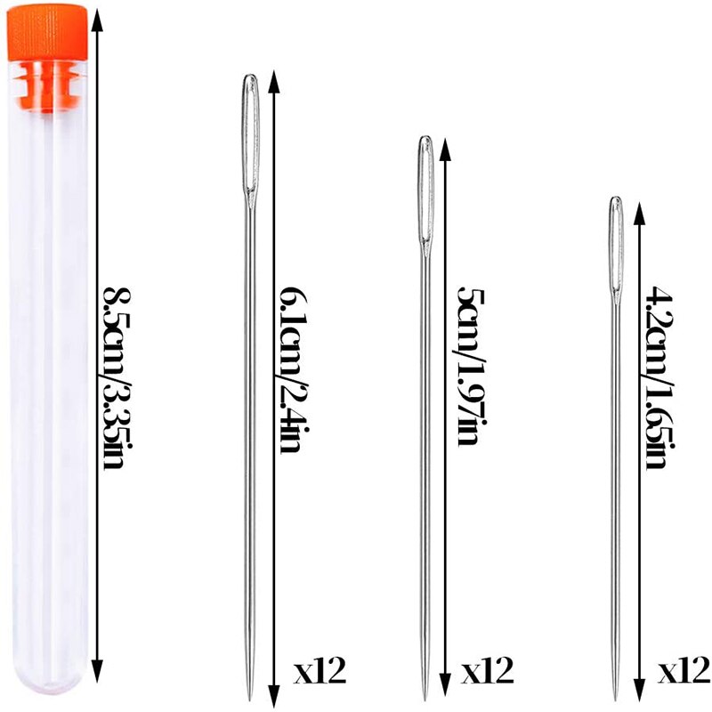 Lmdz Grote-Eye Hand Naaien Naalden Naaien Scherpe Naalden Leer Naald Stof Kruissteek Naalden Met Plastic Naaien Fles